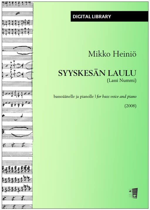 Mikko Heiniö: Syyskesän laulu (Late Summer Song) for bass and piano (PDF)